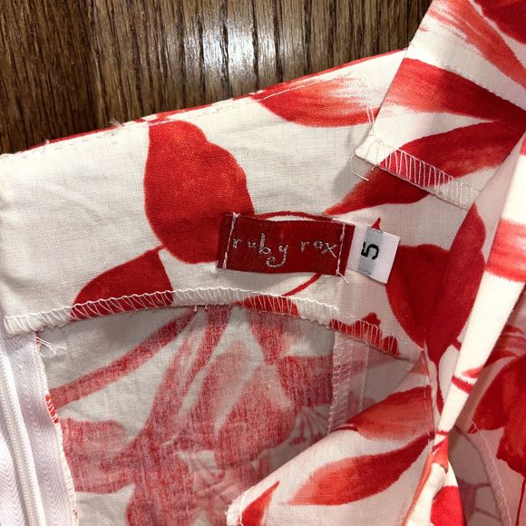 Ruby Rox Vintage Women's 5 Red A line Hawaiian Beachy Coastal Swing Dress - Picture 3 of 5